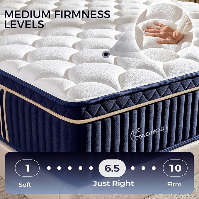 Full Mattress, 12 Inch Full Size Hybrid Mattress in a Box, Medium Firm Memory Foam mattress, with Individual Pocket Springs, Upgrade Zoned Support, Motion Isolation&Pressure Relief, CertiPUR-US