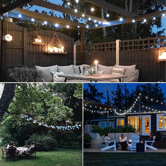 40FT LED Outdoor String Lights Waterproof, G40 LED Globe Outdoor Lighting for Patio with 27 Edison Vintage Shatterproof Bulbs, Connectable Backyard Lights for Garden, Bistro, Porch, Cafe