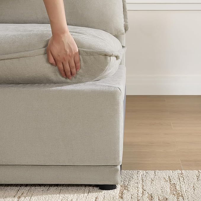 CHITA 147" Oversized Cloud Couch, Modern Modular Sectional Sofa Set for Living Room, 6 Seater U Shaped Sectional Couch, Taupe