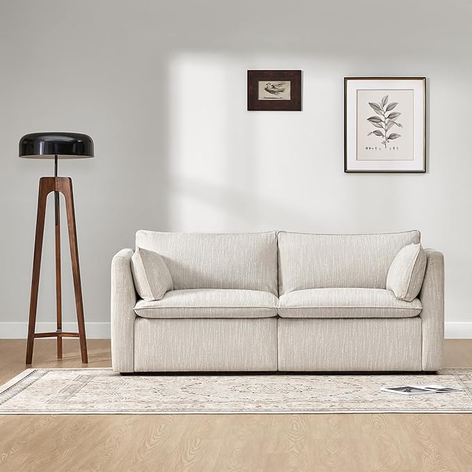 CHITA Luxury Oversized Loveseat Sectional Sofa Couch, Premium Down Filled Modular Sectional Sofa, FSC Certified, 80‘’ Width, 2 Seat Cloud Couch for Living Room, Snow