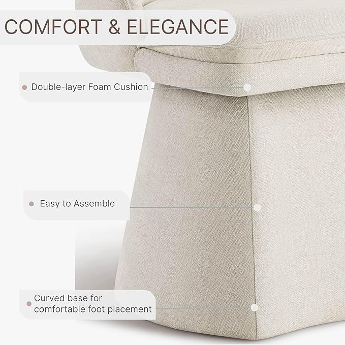 Swivel Dining Chairs Set of 1, Upholstered Mid Century Modern Deskchair with Round Back, Linen Fabric Kitchen Chairs for Dining Room, Bedroom, Dressing Room, Linen