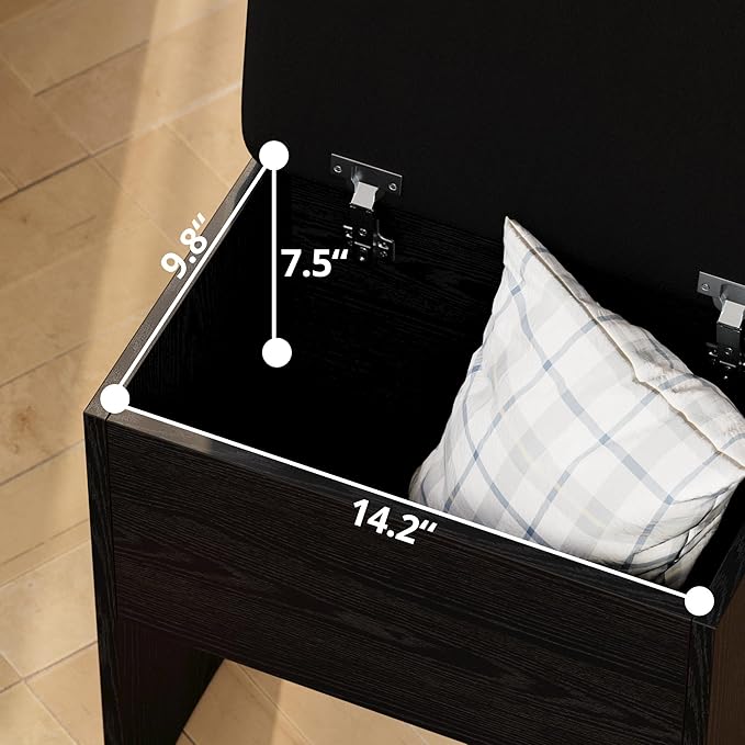 LIKIMIO Small Makeup Vanity Desk with Mirror and Lights, Vanity Table Set with Storage Drawer, Chair and Three Shelves, Bedroom, Black