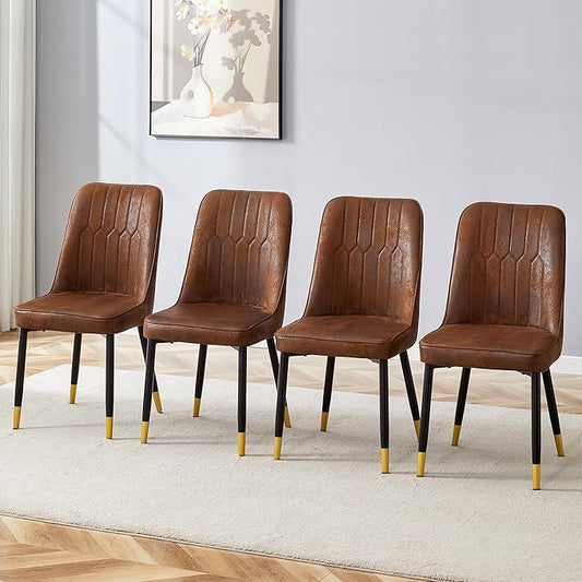 Dining Chairs Set of 4，Modern Dining Chairs, Equipped with Suede Nap Backrest Cushions and Metal Legs, Suitable for Restaurants, Kitchens, and Dining Room Chairs