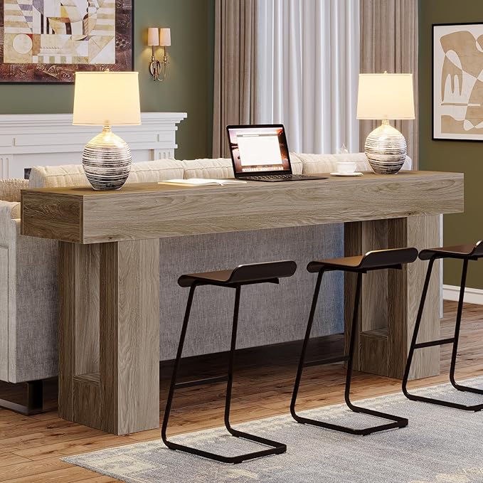 Tribesigns Farmhouse Console Table, 63-Inch Long Narrow Sofa Table Behind The Couch, Wooden Rectangular Entryway Table for Entrance, Hallway, Living Room (Grey)