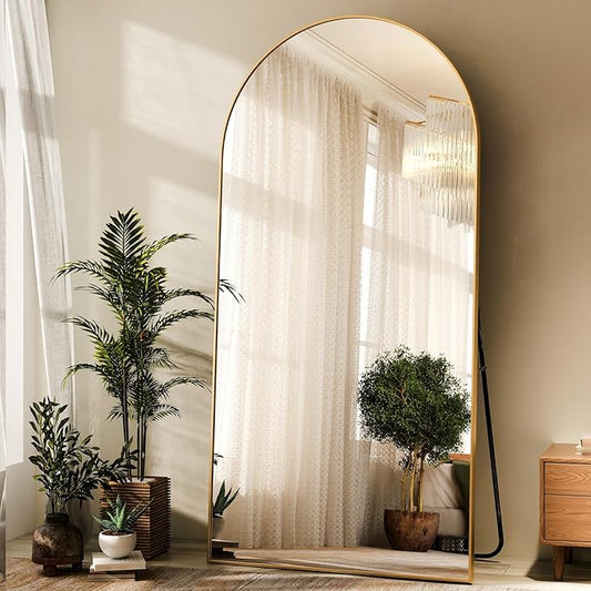 HARRITPURE 76"x34" Arched Full Length Mirror, Floor Mirrors with Aluminum Alloy Frame Free-Standing Wall Mounted Large Dressing Mirror for Living Room Bedroom Cloakroom