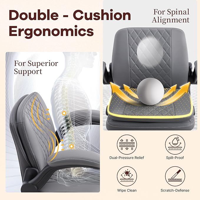 Cross Legged Office Chair: ADHD Criss Cross Desk Chair with Wheels & Stretchable Rotating Footrest - Height Adjustable Wide Yoga Kneeling Meditation Chair with Flip-up Armrests Back Support