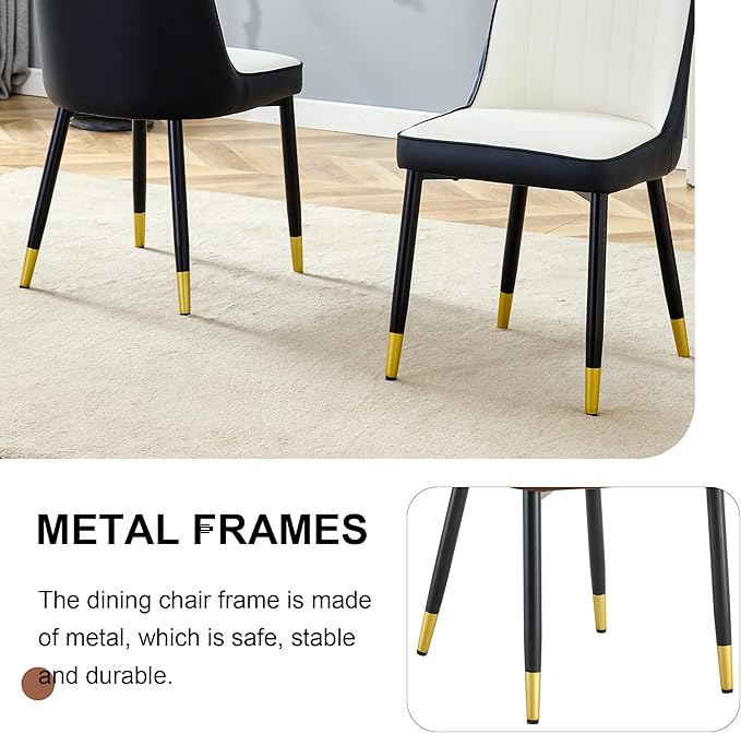 Dining Chairs Set of 2，Modern Dining Chairs, Equipped with PU Leather Backrest Cushions and Metal Legs, Suitable for Restaurants, Kitchens, and Dining Room Chairs