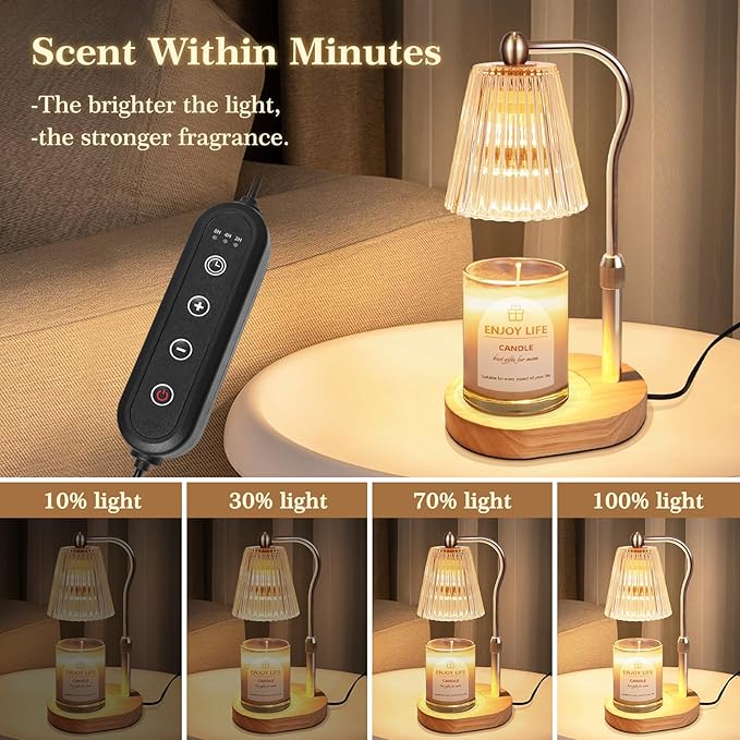 Gifts for Women, Candle Warmer Lamp with Adjustable Height Timer Dimmer,Vintage Home Decor for Scented Jar