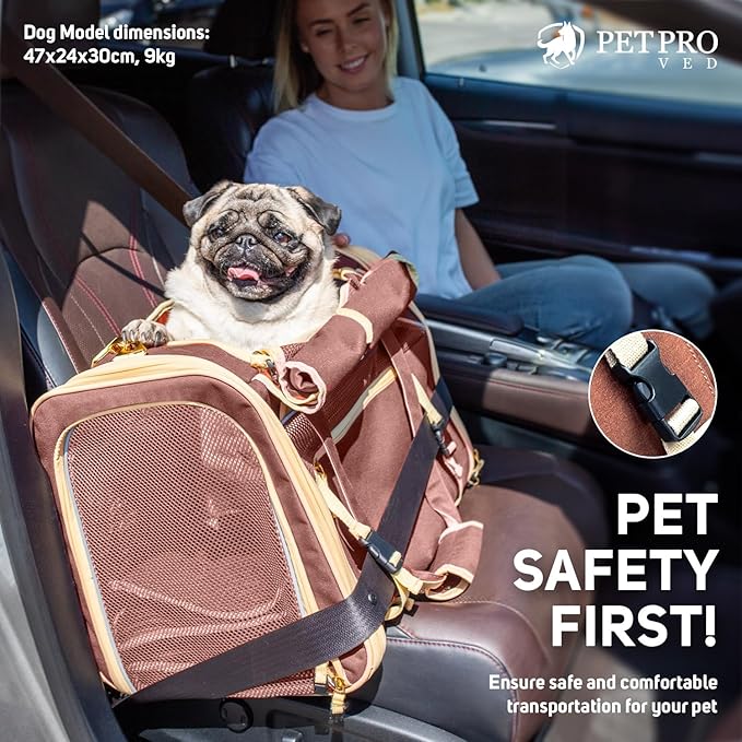 Large Cat Carrier Soft Dog Carrier for Small Dogs Pet Bag Carriers for Cat Dog Travel Bag Large Small Dog Puppy Kitten Rabbit Bunny Airline Approved for Traveling (L Brown)