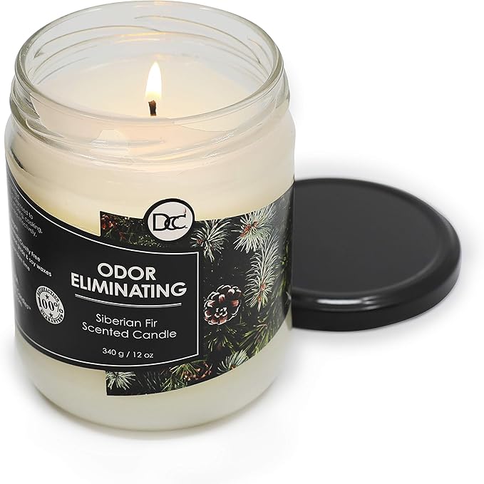 Siberian Fir Odor Eliminating Highly Fragranced Candle - Eliminates 95% of Pet, Smoke, Food, and Other Smells Quickly - Up to 80 Hour Burn time - 12 Ounce Premium Soy Blend