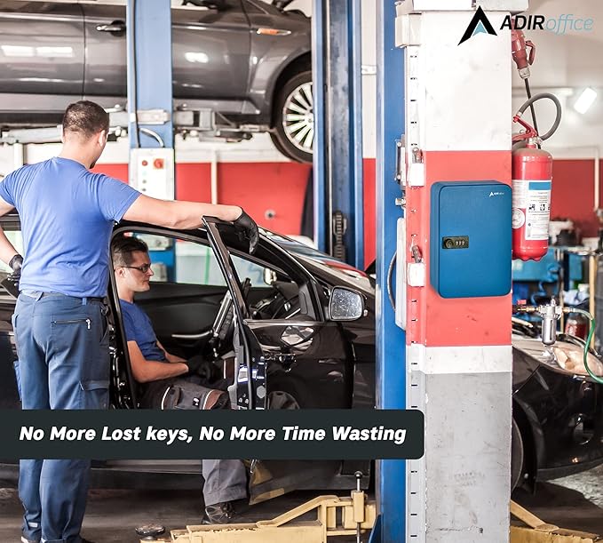 AdirOffice Key Lock Box - 48 Hook Wall Mounted Key Cabinet Holder, Lockable Storage - Metal Organizer for Home and Office