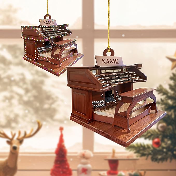 Mostefy Personalized Organ Christmas Ornament 2025, Custom Name Musical Instrument Holiday Decoration, Unique Pipe Organ Keepsake Gift for Musicians & Music Lovers (Organ1)