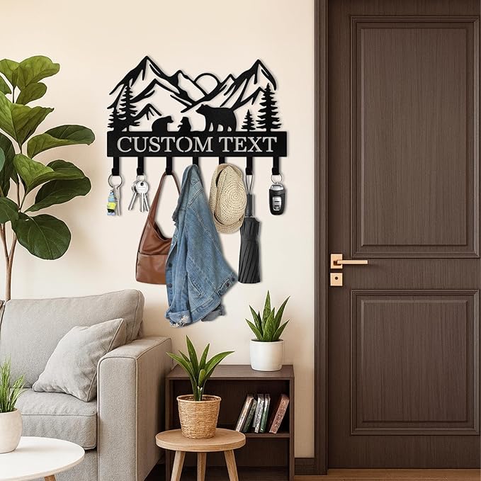 Personalized Metal Key Holder Wall Mount, Custom Name Camper Key Holder for Wall, Camper Decor, Key Organizer Rack for Entryway Front Door Hallway Office, Housewarming Gifts Color05