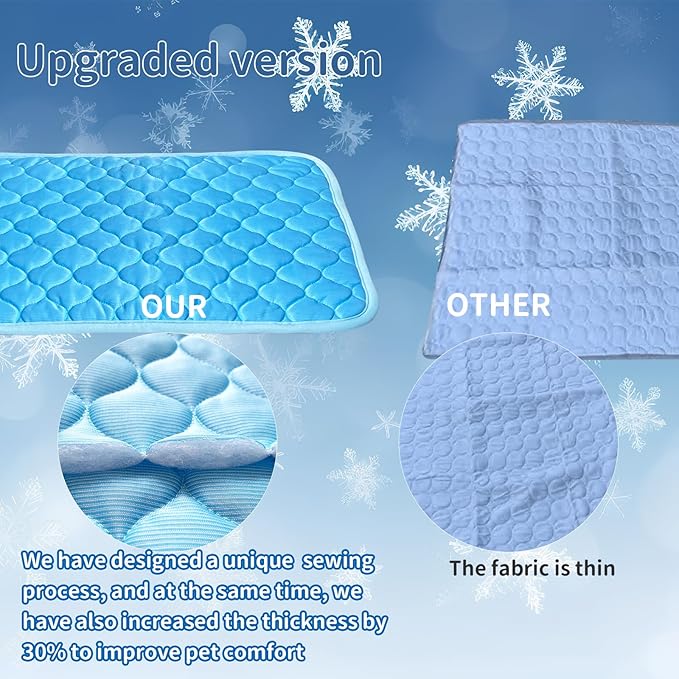 NAMOTEK Washable Dog Cooling Mat Ice Silk Cool Mat for Pet Self Comfortable Blanket Dog Pad Blue