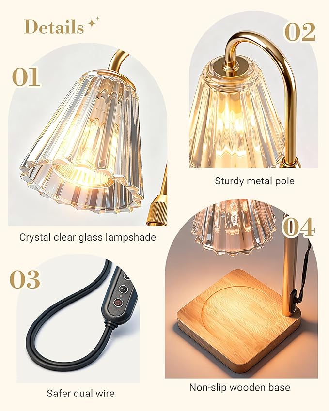 Marycele Candle Warmer Lamp for Yankee Candles, Christmas Birthday Gifts for Mom Women Sister Her, House Warming Gifts, Thanksgiving Decorations for Office Room Home Decor, Clear Wax Warmer with Timer