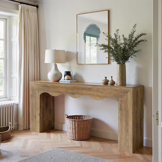 Tribesigns 63" Farmhouse Console Table, Wooden Couch Table Behind Sofa with Storage, Long Entryway Sofa Station, Narrow Console Stand with Base, Hallway Stand for Entryway, Living Room