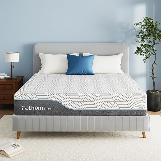 FATHOM Firm Queen Mattress 10 Inch Memory Foam Mattress Queen Size Bed in a Box for Back Pain Relief and Cool Sleep with Gel Foam and Removeable Fiberglass Free Cover, CertiPUR-US Certified