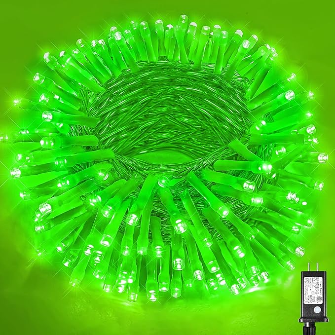 200 LED Green Christmas Lights Connectable 66ft Christmas String Lights Indoor 8 Modes Clear Wire Waterproof Plug in Twinkle Fairy Lights for Holiday Party Xmas Tree Decorations