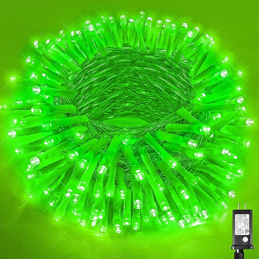 200 LED Green Christmas Lights Connectable 66ft Christmas String Lights Indoor 8 Modes Clear Wire Waterproof Plug in Twinkle Fairy Lights for Holiday Party Xmas Tree Decorations