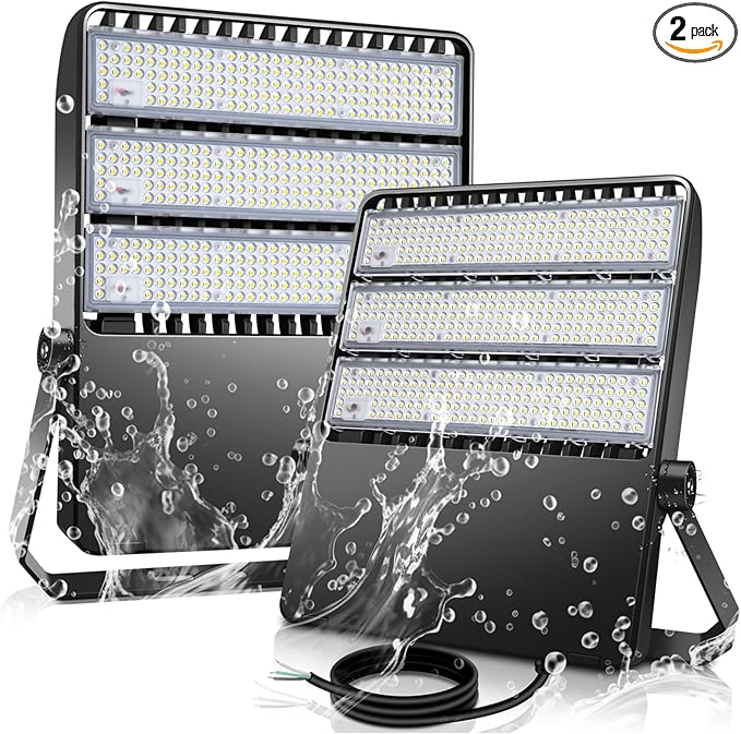 360W LED Stadium Lights Ultra-Brightness 50800 Lumen 5000K Daylight Outdoor Stadium Floodlights Commercial IP65 Field Arena Light with Adjustable Bracket 2 Pack