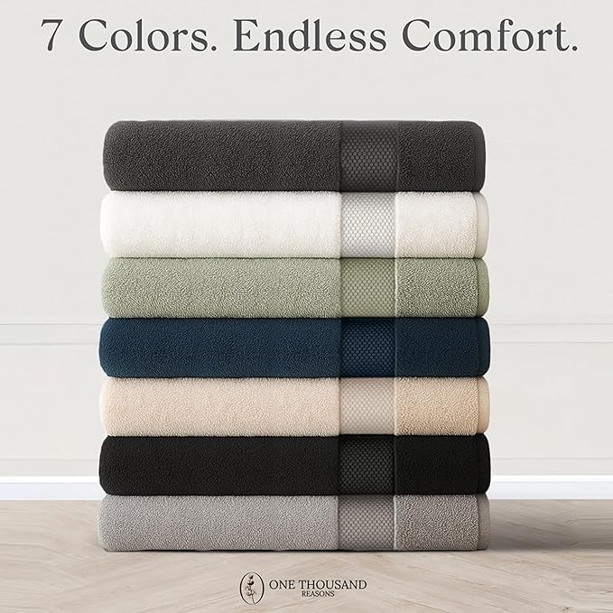 Premium Staple Cotton Bathroom Towel Set - Dark Gray 600 GSM 6-Piece Luxury Bath Towel Set 1 Stripe - 2 Bath Towels, 2 Hand Towels & 2 Washclothes Set - High Absorbent & Quick Dry for Gym, Spa, Hotel