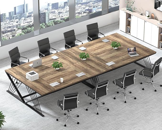 FOLUBAN 70.9" Computer Desk with Z-Shaped Legs, Industrial Work Executive Home Office Desk, Large 2 Person Gaming Study Desk Writing Table, Oak