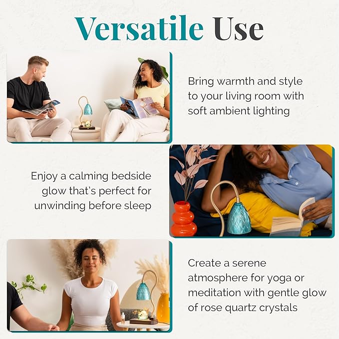 CRYSTALAX Candle Warmer Lamp with Kyanite Crystals – Luxury Flameless Candle Melting Lamp for Home Décor, Aromatherapy & Relaxation – Timer, Touch Sensor & 2 Bulbs with Luxury Gifting Packaging