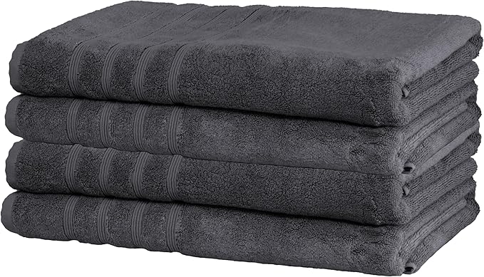 Mosobam Luxury Turkish Towels Set of 4 Bath Sheets 35X70 Charcoal Gray (Dark Grey) 700 GSM Bamboo Viscose & Aegean Turkish Combed Cotton
