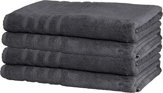 Mosobam Luxury Turkish Towels Set of 4 Bath Sheets 35X70 Charcoal Gray (Dark Grey) 700 GSM Bamboo Viscose & Aegean Turkish Combed Cotton