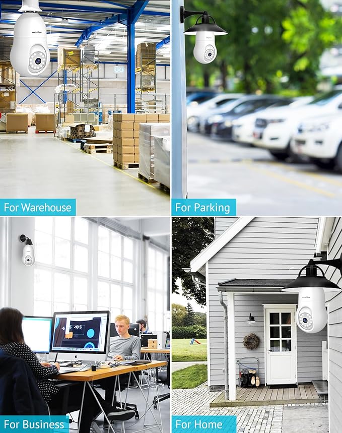 LaView 5MP QHD Bulb Security Camera 2.4GHz, 360° 3K Security Cameras Wireless Outdoor Indoor Full Color Day and Night, AI Motion Detection, Audible Alarm, Easy Installation, Compatible with Alexa