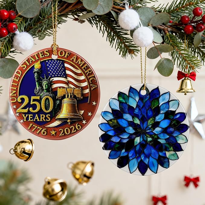 Blue and Green Leaves Mandala Ornament, Christmas Ornaments, Christmas Decorations, Holiday Decor Gifts for Family & Friends, Gift Exchange & Gift Idea, Giftbox Included