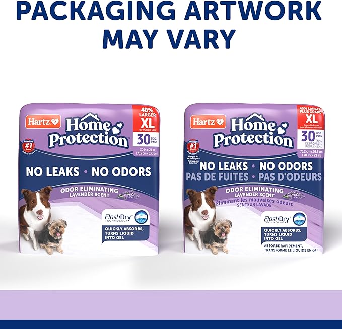 Hartz Home Protection Lavender Scented Dog Pads, XL 60 Count, Super Absorbent & Won't Leak, Odor Eliminating
