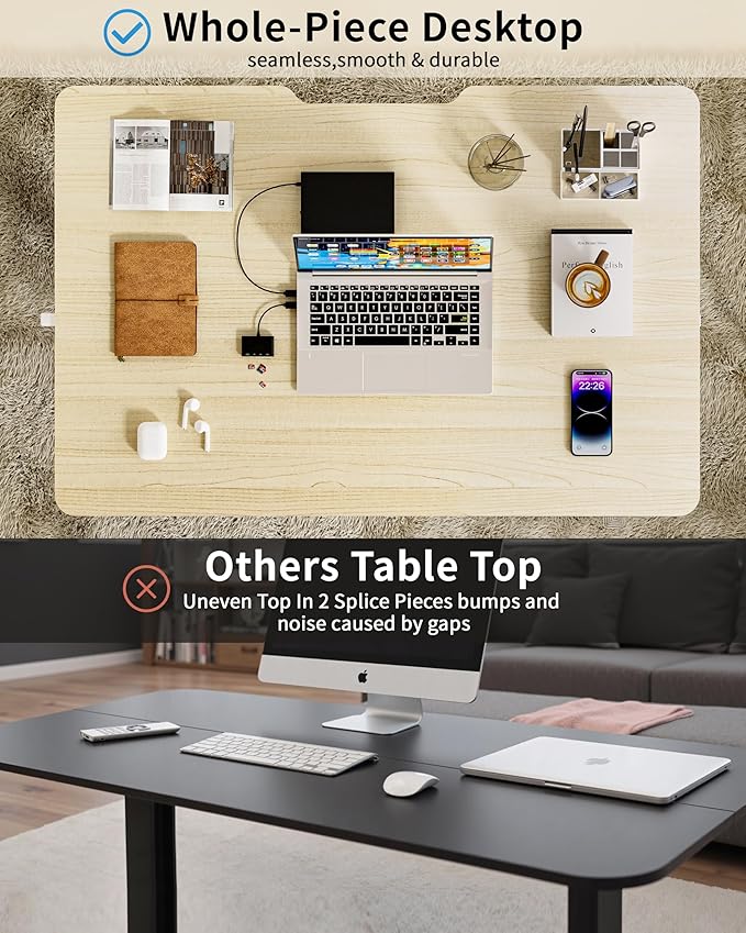 Okin Small Electric Standing Desk, 40" x 24" Whole Piece Height Adjustable Oak Sit to Stand Desk Computer Workstation for Home Office