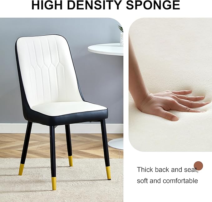 Dining Chairs Set of 2，Modern Dining Chairs, Equipped with PU Leather Backrest Cushions and Metal Legs, Suitable for Restaurants, Kitchens, and Dining Room Chairs