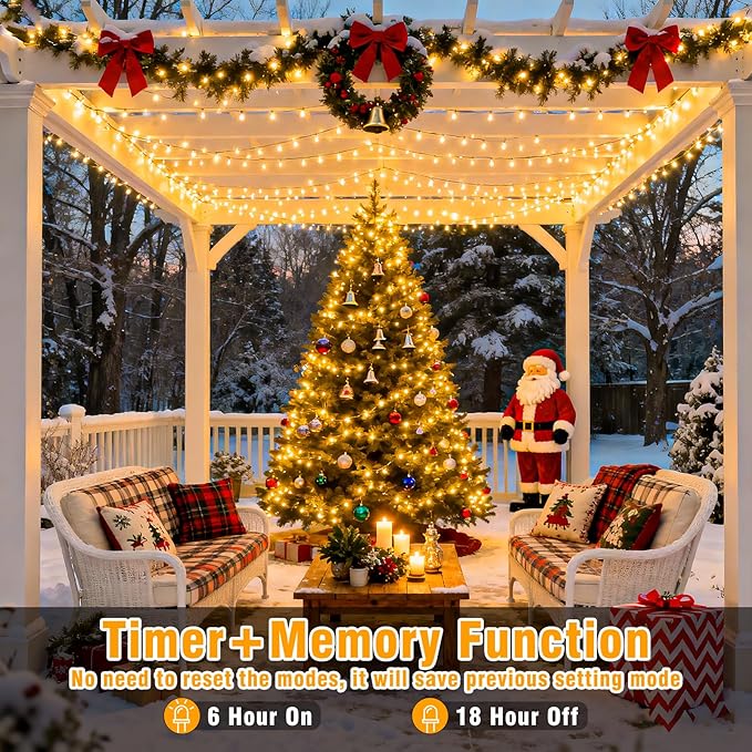 328ft 1000 LED Christmas Lights Outdoor Waterproof, Warm White Christmas String Lights Indoor Clear Wire 8 Modes, Plug in Twinkle Fairy String Lights for Bedroom Wedding Classroom Garden Decorations