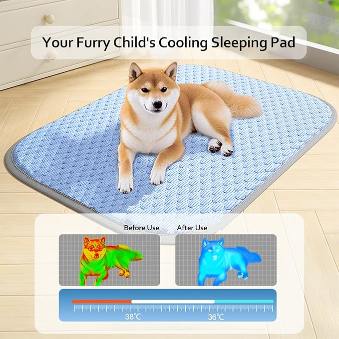 Trumoon Cooling Mat for Dogs and Cats, Pet 3D Pebble Cooling Blanket for Indoor and Outdoor (Grey, Medium(19.7"×23.6"))