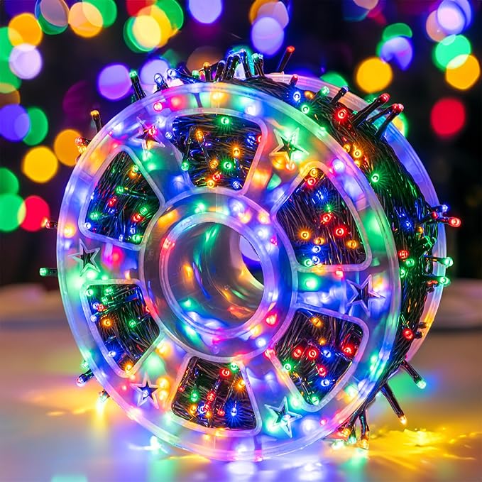 Dazzle Bright Outdoor Christmas String Lights, 1000 LED 328 FT Plug in Fairy Light with Remote Control 8 Modes & Timer, Waterproof Decoration for Home Garden Yard Xmas Wedding, Multi-Colored