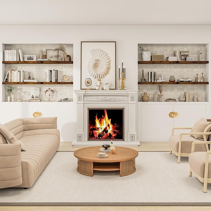 Vivelove 12" Deep Floating Shelves for Wall 55" Long, Wall Shelves for Living Room Bedroom Bathroom Kitchen Laundry Room, Farmhouse Rustic Shelves for Home Decor, 55" X 12" X 2" Set Of 2, Rustic Brown