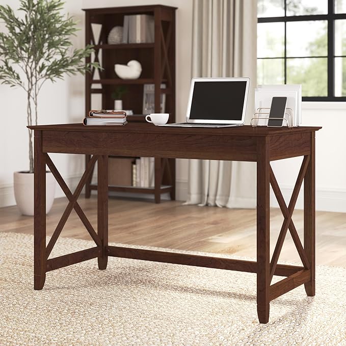 Bush Furniture Key West Writing Desk for Home Office in Bing Cherry 48W Small Modern Farmhouse Table