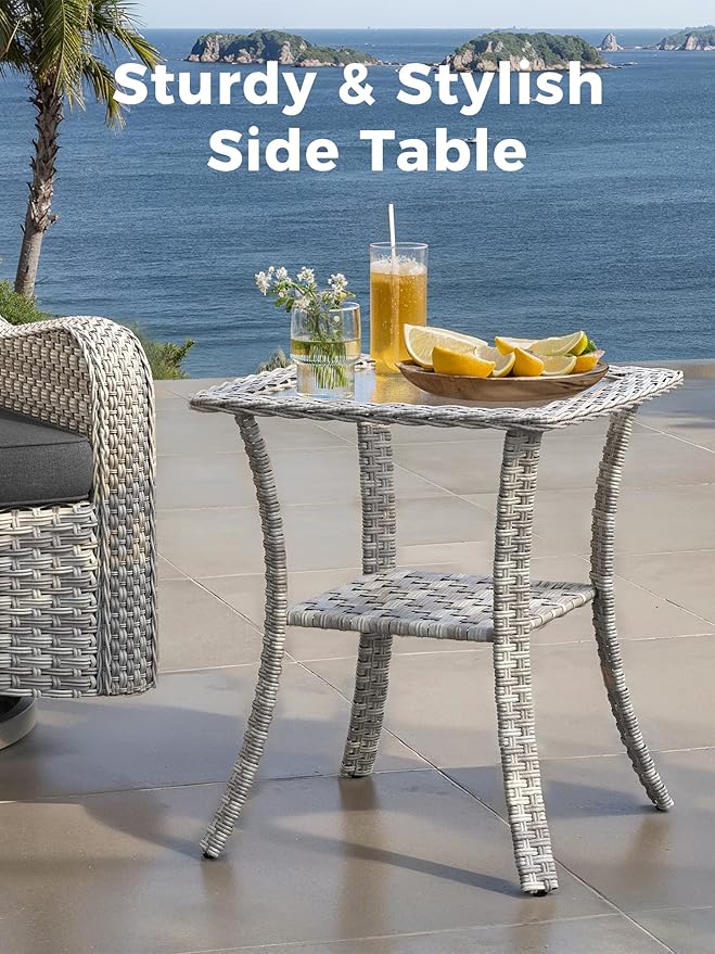 9 Piece Outdoor Wicker Rattan Sectional Sofa Set with Swivel Chairs, 7-Seats Conversation Set with 4" Thickened Cushions & Coffee Table, All-Weather PE Rattan for Garden, Backyard, Porch, Black