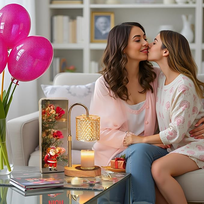 Electric Candle Lamp Warmer with Timer Dimmer Adjustable Height,Gifts for Women and Men,Vintage Home Decor