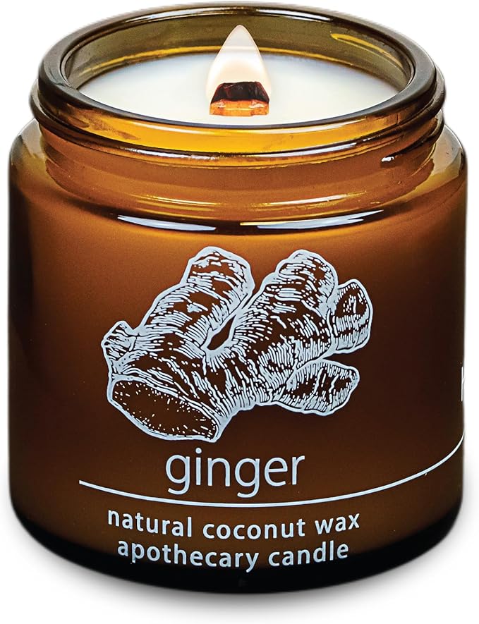 Hemlock Park Crackling Wood Wick Candle Handcrafted with Natural Coconut Wax (Small 4 oz, Ginger)