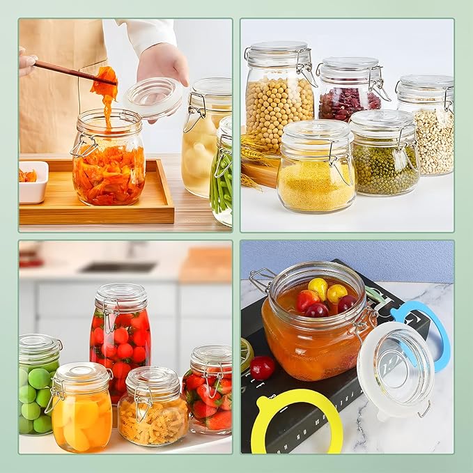 8PCS Rubber Seals for Glass Jars, Airtight Silicone Replacement Gasket,Food-Grade Silicone Gaskets (3.75" Diameter,Fits Mason Jars),Leakproof,Airtight Rings for Food Storage,Canning(White)