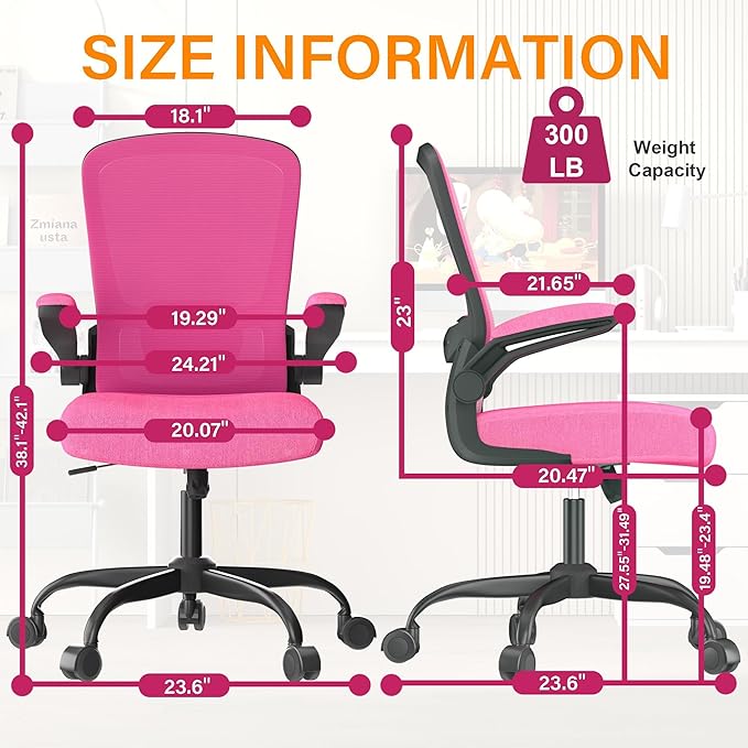 Mimoglad Office Chair, Ergonomic Desk Chair with Adjustable Lumbar Support, High Back Mesh Computer Chair with Flip-up Armrests-BIFMA Passed Task Chairs, Executive Chair for Home Office