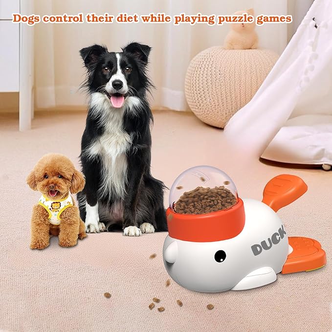 Dog Interactive Treat Dispenser Toy, Food Puzzle Slow Feeder (White)