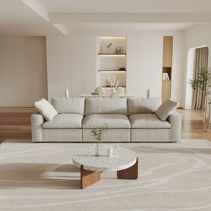 Cloud Modular Sectional Sofa Couch,120.45" Convertible Couches 3 Seater Sofa for Living Room,Minimalist Deep Sofa Couches,Covers Washable&Replaceable(Khkai)