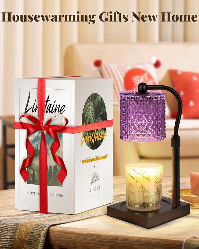 Candle Warmer Lamp with Timer Dimmer Adjustable Height, White Elephant Gifts for Women, House Warming New Home Decor Gifts for Mom, Electric Wax Warmer for Jar Candles, Purple