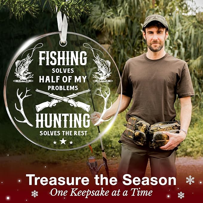 Fishing Ornament for Christmas Tree - Unique Hunting and Fishing Gifts for Men, Perfect Ornaments Gifts for Fisherman, Ideal Gift for Fisherman and Hunting Enthusiast