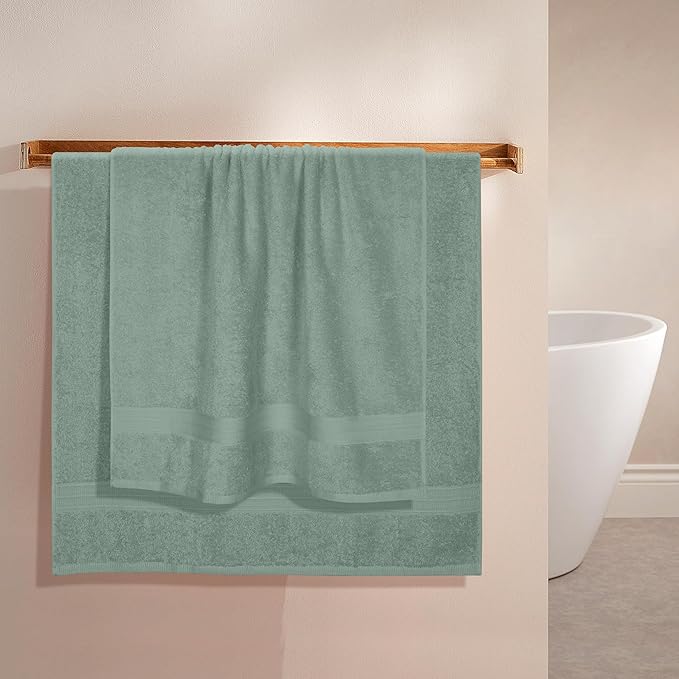 BOUTIQUO Cotton 2 Pack Oversized Bath Towel Set, Large Bath Towels 27x54, Ultra Soft, Absorbent, Compact, Quick Drying and Lightweight, Eco-Friendly and 100% Recyclable Towel Set - Jade