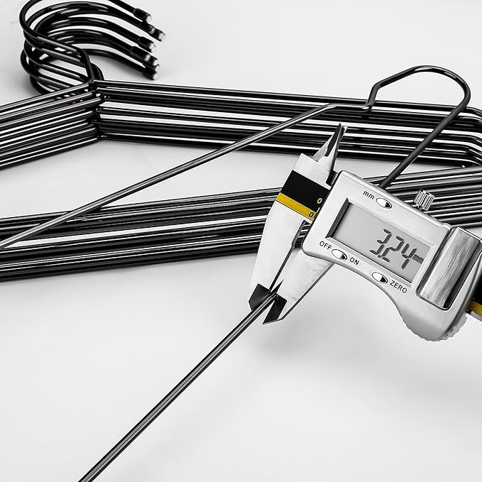 17.7" Strong Metal Wire Clothes Hangers, Coat Hanger Rack, Standard Suit Hangers, Metal Shirt Dress Hanger, 30 Pack, Black